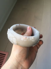 Load image into Gallery viewer, 58mm 100% natural white/gray/pink/brown/purple Quartzite (Shetaicui jade) carved flowers bangle XY111