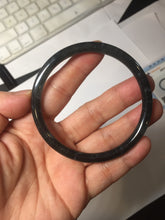 Load image into Gallery viewer, 58.8mm Type A 100% Natural dark green/black/blue/gray with flying snow Guatemala slim round cut Jadeite bangle PJ44-0687