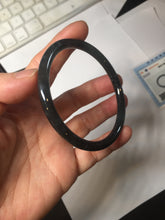 Load image into Gallery viewer, 58.8mm Type A 100% Natural dark green/black/blue/gray with flying snow Guatemala slim round cut Jadeite bangle PJ44-0687