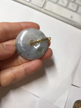 Load image into Gallery viewer, 35.3mm 100% natural black white yellow jadeite jade(Wuji, 乌鸡) Safety Guardian Button donuts pendant /worry stone/decor PH65