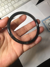 Load image into Gallery viewer, 58.8mm Type A 100% Natural dark green/black/blue/gray with flying snow Guatemala slim round cut Jadeite bangle PJ44-0687