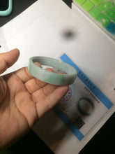 Load image into Gallery viewer, 52.8mm Certified type A 100% Natural sunny green/white square Jadeite Jade bangle BF63-4716