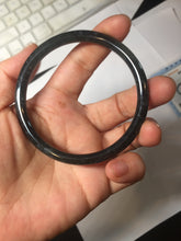 Load image into Gallery viewer, 58.8mm Type A 100% Natural dark green/black/blue/gray with flying snow Guatemala slim round cut Jadeite bangle PJ44-0687