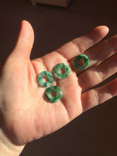 Load image into Gallery viewer, 16.3mm Type A 100% Natural sunny green Jadeite Safety Guardian Button donuts pendant PF52
