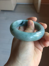 Load image into Gallery viewer, 53mm certified 100% natural Type A green white with green floating flowers chubby jadeite bangle PB241-9548