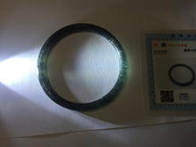Load image into Gallery viewer, 58.8mm Type A 100% Natural dark green/black/blue/gray with flying snow Guatemala slim round cut Jadeite bangle PJ44-0687