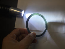Load image into Gallery viewer, 58.8mm Type A 100% Natural dark green/black/blue/gray with flying snow Guatemala slim round cut Jadeite bangle PJ44-0687