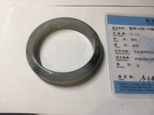 Load image into Gallery viewer, 53.7mm certificated Type A 100% Natural dark green gray black Jadeite Jade bangle S87-7052