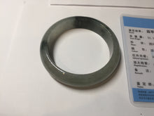 Load image into Gallery viewer, 53.7mm certificated Type A 100% Natural dark green gray black Jadeite Jade bangle S87-7052