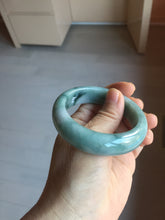 Load image into Gallery viewer, 53mm certified 100% natural Type A green white with green floating flowers chubby jadeite bangle PB241-9548