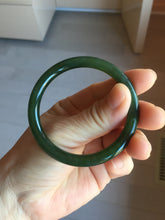 Load image into Gallery viewer, 51.2mm certified 100% Natural dark green/black round cut nephrite (碧玉) bangle HN147-0523