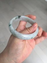 Load image into Gallery viewer, 54.5mm Certified 100% natural Type A white with green floating flowers jadeite jade bangle BN19-7053