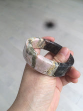 Load image into Gallery viewer, 55.2mm 100% natural pink/yellow/dark red/black time series(时光系列) Square style rose stone (Rhodonite)square bangle XY85
