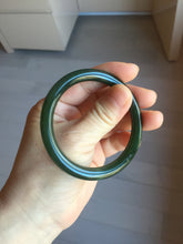 Load image into Gallery viewer, 53.6mm certified 100% Natural dark green/black round cut nephrite (碧玉) bangle HN148-0508