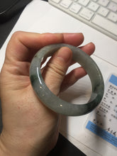 Load image into Gallery viewer, 53.7mm certificated Type A 100% Natural dark green gray black Jadeite Jade bangle S87-7052