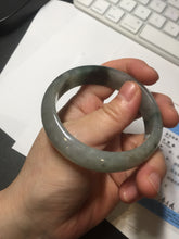 Load image into Gallery viewer, 53.7mm certificated Type A 100% Natural dark green gray black Jadeite Jade bangle S87-7052