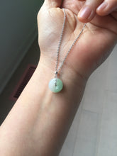Load image into Gallery viewer, 10-12.8mm Type A 100% Natural light green sunny green white Jadeite Safety Guardian Button donuts pendant PH62 Add on item