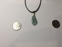 Load image into Gallery viewer, 100% natural type A icy watery light green blue gray Guatemala jadeite feather pendant PE25