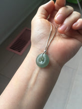 Load image into Gallery viewer, 12-17.5mm Type A 100% Natural oily dark green(淡油青) gray green Jadeite Safety Guardian Button donuts pendant PH61 Add on item