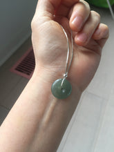 Load image into Gallery viewer, 12-17.5mm Type A 100% Natural oily dark green(淡油青) gray green Jadeite Safety Guardian Button donuts pendant PH61 Add on item