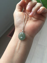 Load image into Gallery viewer, 12-17.5mm Type A 100% Natural oily dark green(淡油青) gray green Jadeite Safety Guardian Button donuts pendant PH61 Add on item