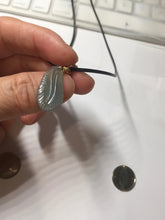 Load image into Gallery viewer, 100% natural type A icy watery light green blue gray Guatemala jadeite feather pendant PE25