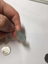 Load image into Gallery viewer, 100% natural type A icy watery light green blue gray Guatemala jadeite feather pendant PE25