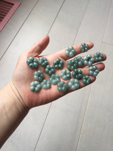 Load image into Gallery viewer, 100% Natural type A green gray with green floating flowers jadeite Forget-Me-Not(勿忘我) Flower Pendant group PA251