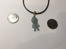 Load image into Gallery viewer, 100% natural type A icy watery light green blue gray Guatemala jadeite little alien hero pendant PE26