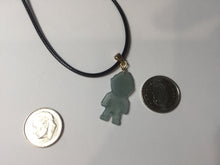 Load image into Gallery viewer, 100% natural type A icy watery light green blue gray Guatemala jadeite little alien hero pendant PE26