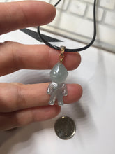 Load image into Gallery viewer, 100% natural type A icy watery light green blue gray Guatemala jadeite little alien hero pendant PE26