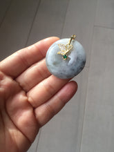 Load image into Gallery viewer, 35.3mm 100% natural black white yellow jadeite jade(Wuji, 乌鸡) Safety Guardian Button donuts pendant /worry stone/decor PH65