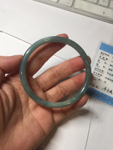 Load image into Gallery viewer, 58.5mm Certified Type A 100% Natural light green/blue/gray Guatemala slim round cut Jadeite bangle PD74-8134