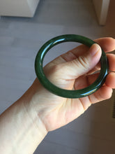 Load image into Gallery viewer, 59.5mm certified 100% Natural dark green/black nephrite (碧玉) bangle HN150-0509