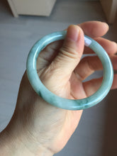 Load image into Gallery viewer, 55.8mm Certified Type A 100% Natural green/blue with green floating flowers slim round cut Jadeite bangle PB237-9550
