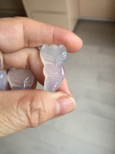 Load image into Gallery viewer, 100% natural icy transparent White/clear Chalcedony fox pendant CB80