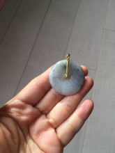 Load image into Gallery viewer, 35.3mm 100% natural black white yellow jadeite jade(Wuji, 乌鸡) Safety Guardian Button donuts pendant /worry stone/decor PH65