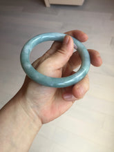 Load image into Gallery viewer, 60.5mm certified 100% natural light green/blue chubby round cut jadeite jade bangle PC99-9145