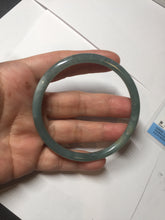 Load image into Gallery viewer, 58.5mm Certified Type A 100% Natural light green/blue/gray Guatemala slim round cut Jadeite bangle PD74-8134