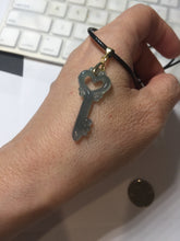 Load image into Gallery viewer, 100% natural type A icy watery light green blue gray Guatemala jadeite Key to the Heart pendant PE27