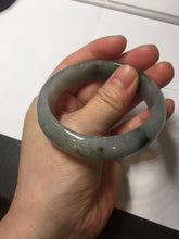 Load image into Gallery viewer, 53.7mm certificated Type A 100% Natural dark green gray black Jadeite Jade bangle S87-7052