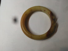 Load image into Gallery viewer, 56mm 100% Natural yellow/red/brown carved cat and flowers Xiu Jade (Serpentine) bangle XY60