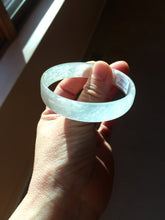 Load image into Gallery viewer, 53mm certified 100% natural Type A icy watery white light green gray (淡油青)Jadeite jade bangle PB268-1037