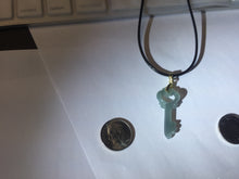 Load image into Gallery viewer, 100% natural type A icy watery light green blue gray Guatemala jadeite Key to the Heart pendant PE27
