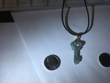 Load image into Gallery viewer, 100% natural type A icy watery light green blue gray Guatemala jadeite Key to the Heart pendant PE27