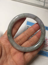 Load image into Gallery viewer, 57.4mm Certified Type A 100% Natural light green purple gray round cut Jadeite Jade bangle BQ60-6887