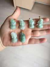 Load image into Gallery viewer, 100% natural type A sunny green jadeite jade 3D PiXiu (貔貅) pendant group AX150