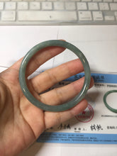 Load image into Gallery viewer, 58.5mm Certified Type A 100% Natural light green/blue/gray Guatemala slim round cut Jadeite bangle PD75-8151