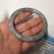 Load image into Gallery viewer, 57.4mm Certified Type A 100% Natural light green purple gray round cut Jadeite Jade bangle BQ60-6887