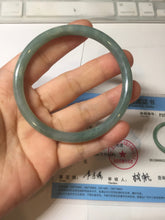 Load image into Gallery viewer, 58.5mm Certified Type A 100% Natural light green/blue/gray Guatemala slim round cut Jadeite bangle PD75-8151